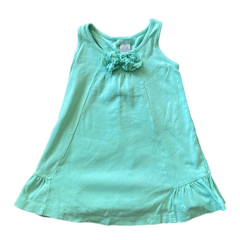 E-Land green cotton Lauren‎ sleeveless dress, size 2T
